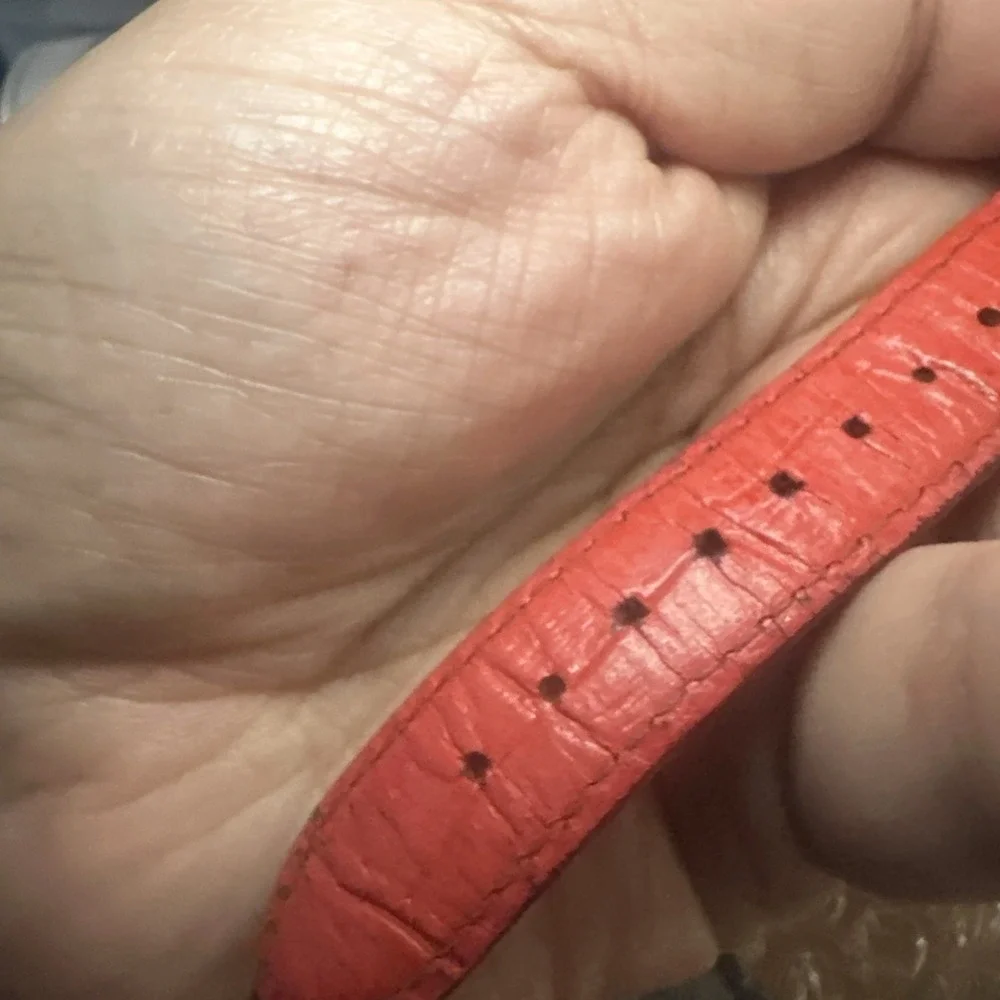 Works Peugeot 3036 Women's Tank Watch Red Croc‎ Leather Strap Roman Quartz 27mm